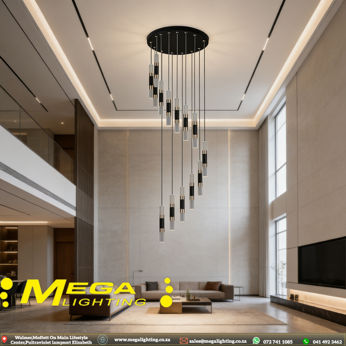 23+4 led lights Villa stairwell chandelier duplex apartment light luxury simple living room led long line chandelier