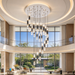 MG-CD458-23 23+4 LED Crystal Chandelier, 2.5m adjustable suspension, 3 colour wall switch control, black gold crystal tube staircase light MEGA LIGHTING South Africa