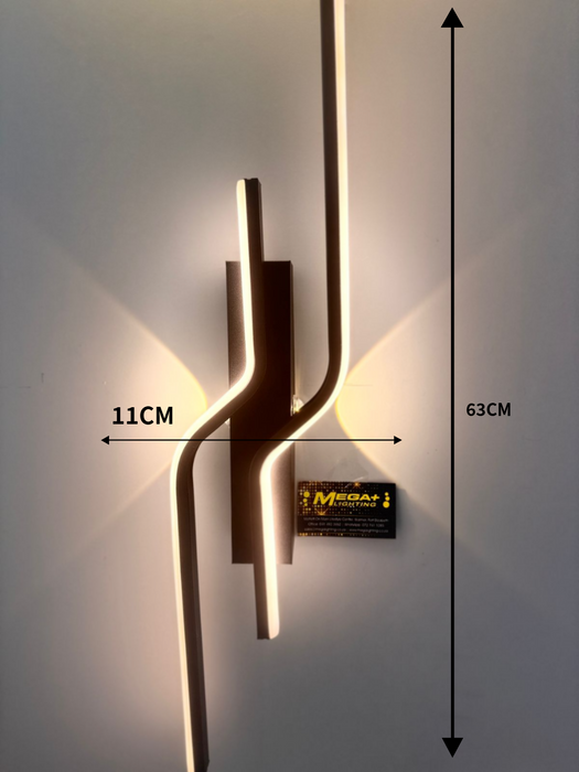 63cm Modern Twisted LED Wall Light – Matte Black Wavy Sconce for Bedrooms, Living Rooms &amp; Bathrooms | MEGA LIGHTING