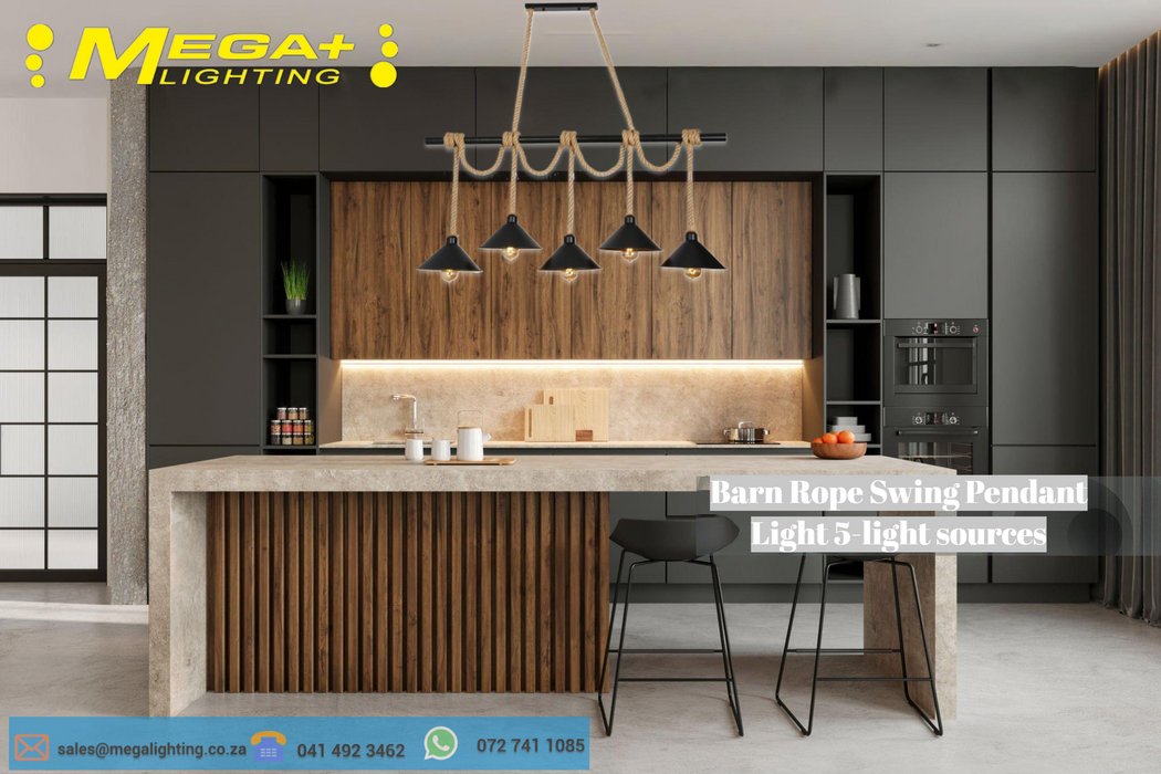 Barn Rope Swing Pendant Light  5-light sources