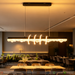 1.2m matte black linear LED pendant light with wavy crystal shade, 3 colour temperature 3000K 4000K 6500K modern chandelier for dining room living room master bedroom, Mega Lighting South Africa