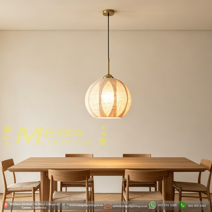 Boho Linen Fabric Pendant Light 4 shapes E27 socket adjustable height natural linen shade dining room cafe kitchen island home bar MEGA LIGHTING South Africa