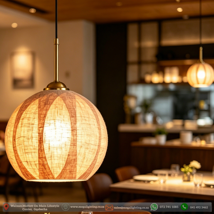 Boho Linen Fabric Pendant Light 4 shapes E27 socket adjustable height natural linen shade dining room cafe kitchen island home bar MEGA LIGHTING South Africa