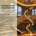 Cascading Crystal Chandelier with 24 teardrop pendants, 2.5m adjustable suspension 3‑colour LED high‑ceiling villa staircase light MEGA LIGHTING South Africa
