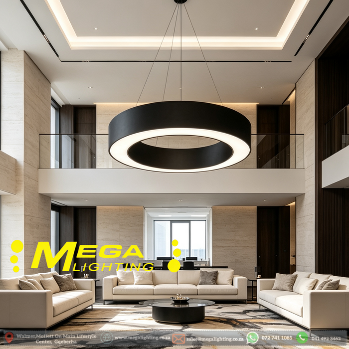 MG‑GH2623 circular hollow ring LED pendant light 60cm matte‑black adjustable 100cm height MEGA LIGHTING South Africa