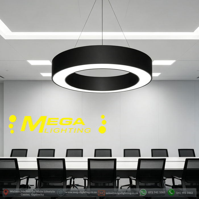 MG‑GH2623 circular hollow ring LED pendant light 60cm matte‑black adjustable 100cm height MEGA LIGHTING South Africa