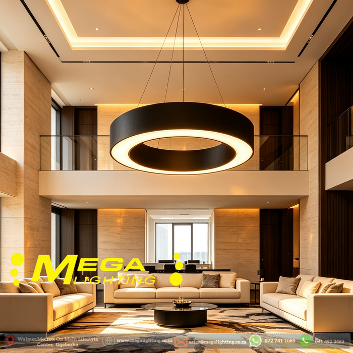 MG‑GH2623 circular hollow ring LED pendant light 60cm matte‑black adjustable 100cm height MEGA LIGHTING South Africa