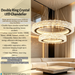 2-Tier Double Ring Crystal LED Chandelier 60/40cm 3-Colour Dimmable 100cm Adjustable Height Luxury Pendant Light MEGA LIGHTING South Africa
