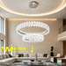 MG‑2628‑4.8 double‑ring crystal chandelier polished gold‑frame 57+37cm 3‑colour switchable adjustable‑110cm MEGA LIGHTING South Africa