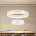 2-tier dual ring crystal LED chandelier with 60cm outer ring and 40cm inner ring, 100cm adjustable height 3-colour dimmable 3000K 4000K 6500K luxury hanging lamp for dining room living room villa lounge, MEGA LIGHTING South Africa