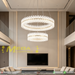 2-tier dual ring crystal LED chandelier with 60cm outer ring and 40cm inner ring, 100cm adjustable height 3-colour dimmable 3000K 4000K 6500K luxury hanging lamp for dining room living room villa lounge, MEGA LIGHTING South Africa