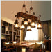 E27 American Industrial Solid Wood Chandelier Retro Wood Black 55×100cm Restaurant Bar Café Light South Africa