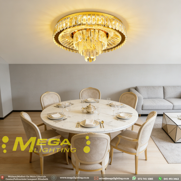 600mm Sparkling Multi-Tier Crystal LED Ceiling Lamp – Dimmable & Energy-Efficient Elegant Home Lighting | South Africa | MEGA LIGHTING