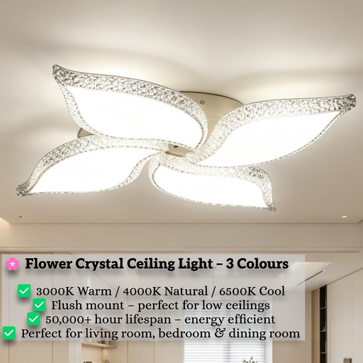 Flower-Shaped Crystal LED Ceiling Light 