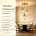 Golden glass 3-light pendant light with brown transparent glass shades, 25cm ceiling base, adjustable height 100cm, 3 E27 sockets, modern hanging light for dining room kitchen island, MEGA LIGHTING South Africa