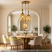 olden pattern glass 3-light cluster pendant light, 25cm ceiling base, 100cm adjustable height, 3 E27 sockets modern hanging lamp for dining room kitchen island home bar, MEGA LIGHTING South Africa