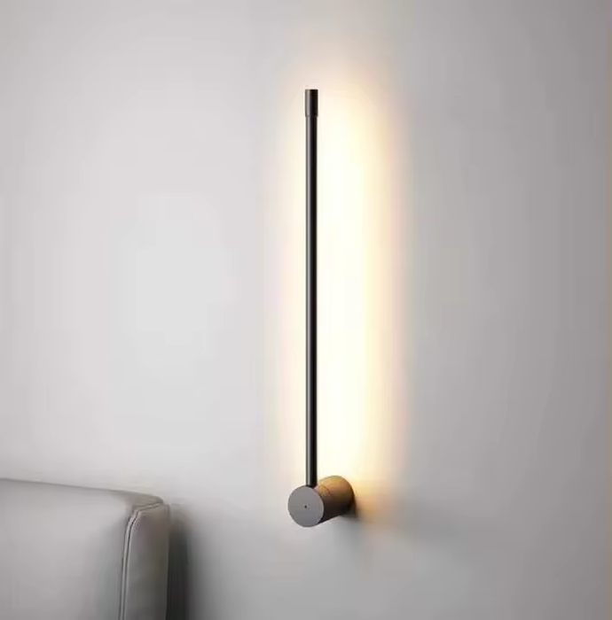 60cm Minimalist Linear LED Wall Light – Ultra-Slim Matte Black Single-Bar Sconce for Hallways, Bedrooms &amp; Home Offices | MEGA LIGHTING