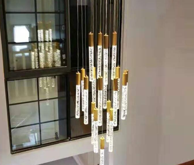 23+4 lights Modern Ceiling Chandelier Loft Staircase Living Room Crystal Hanging Lamp Nordic Art Decor Gold Long Kitchen Led Pendant2.5m led Chandelier
