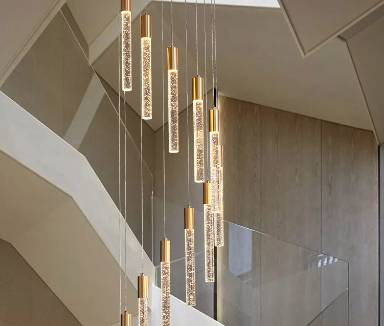 23+4 lights Modern Ceiling Chandelier Loft Staircase Living Room Crystal Hanging Lamp Nordic Art Decor Gold Long Kitchen Led Pendant2.5m led Chandelier