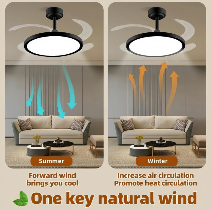 Invisible Ultra-Thin Smart Ceiling Fan with Retractable Blades