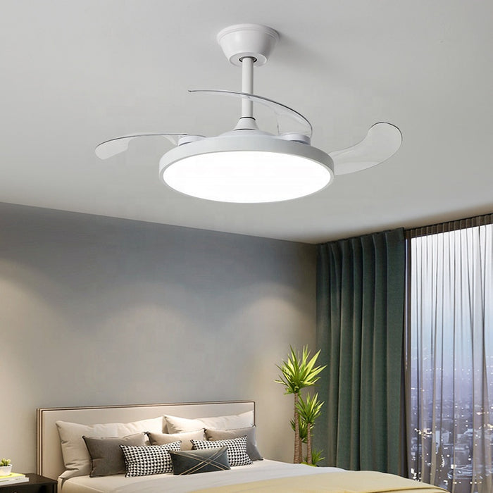 Invisible Ultra-Thin Smart Ceiling Fan with Retractable Blades