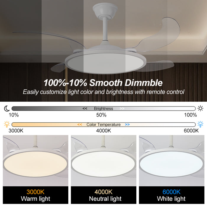 Invisible Ultra-Thin Smart Ceiling Fan with Retractable Blades