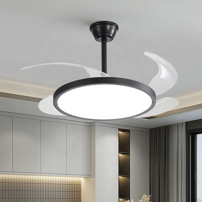 Invisible Ultra-Thin Smart Ceiling Fan with Retractable Blades