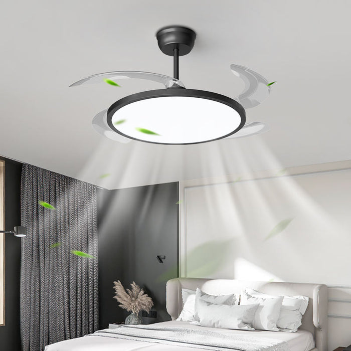 Invisible Ultra-Thin Smart Ceiling Fan with Retractable Blades