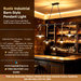 Rustic Industrial Barn-Style 5-Light Linear Pendant Light, 150cm metal bar equipped with black barn shades & natural hemp rope, 80–150cm adjustable height 5×E27 hanging lamp for dining room kitchen island bar cafe, MEGA LIGHTING South Africa