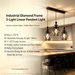 Industrial Diamond Frame 3-Light Pendant Light, 50cm base, adjustable height 100cm, smoky-amber glass shades, modern hanging light for dining room kitchen island, MEGA LIGHTING South Africa