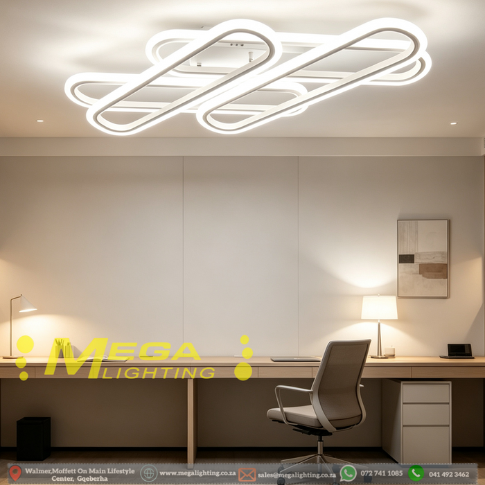 Interlocking LED Flush Mount Ceiling Light – 52×13cm Panels | 3-Color Dimmable (3000K/4500K/6500K) | Ultra-Thin 2.5cm Profile | Matte White Finish for Living Room, Bedroom & Kitchen | MEGA LIGHTING South Africa