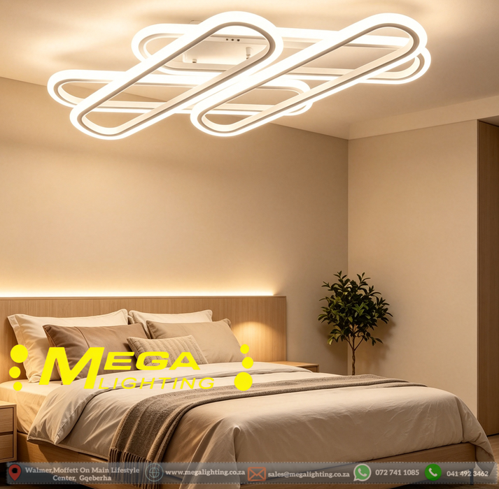 Interlocking LED Flush Mount Ceiling Light – 52×13cm Panels | 3-Color Dimmable (3000K/4500K/6500K) | Ultra-Thin 2.5cm Profile | Matte White Finish for Living Room, Bedroom & Kitchen | MEGA LIGHTING South Africa