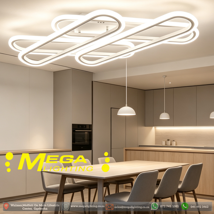 Interlocking LED Flush Mount Ceiling Light – 52×13cm Panels | 3-Color Dimmable (3000K/4500K/6500K) | Ultra-Thin 2.5cm Profile | Matte White Finish for Living Room, Bedroom & Kitchen | MEGA LIGHTING South Africa