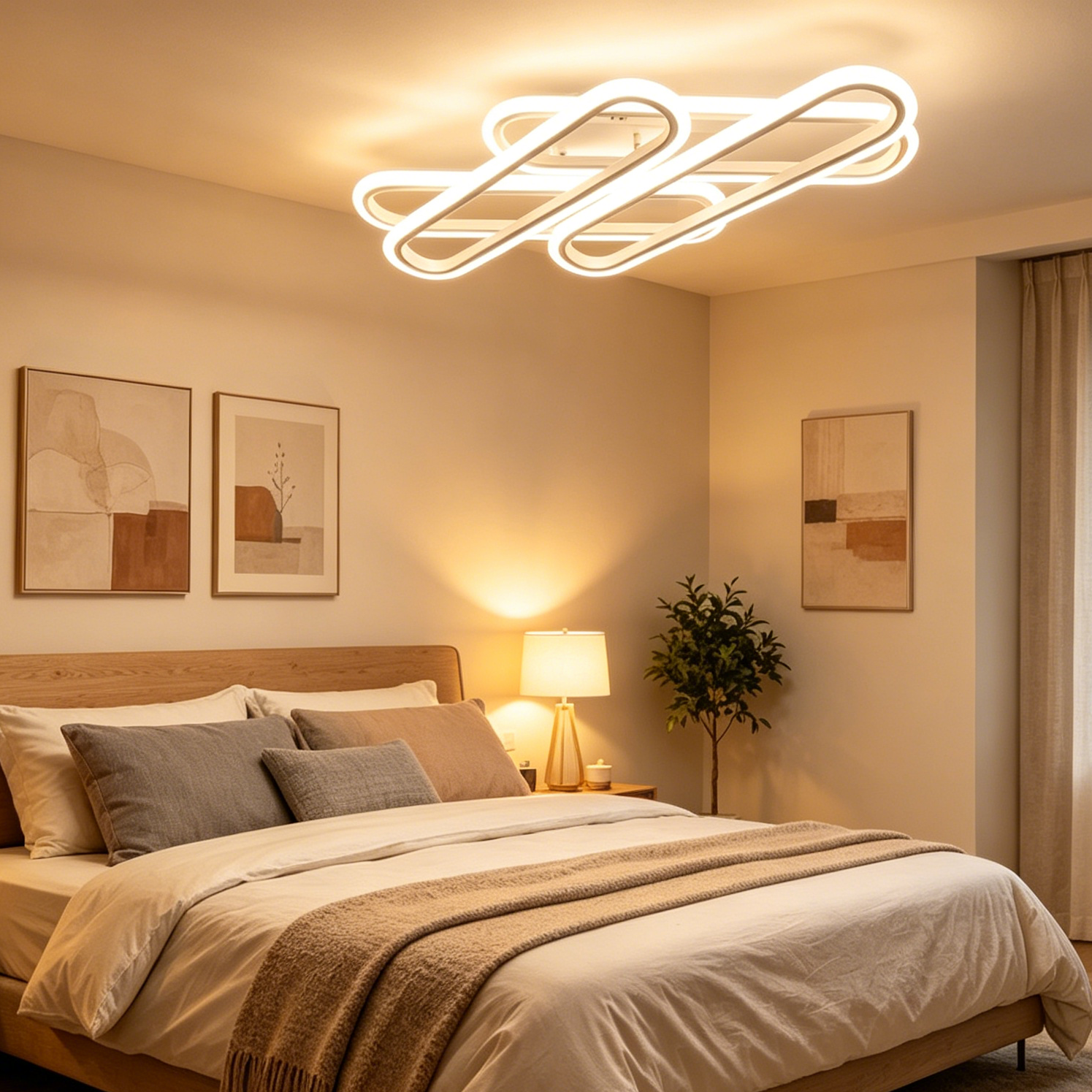 Interlocking LED Flush Mount Ceiling Light | 3-Color Dimmable (3000K/4500K/6500K) | Ultra-Thin 2.5cm Profile | Matte White Finish for Living Room, Bedroom, Kitchen & Hallway