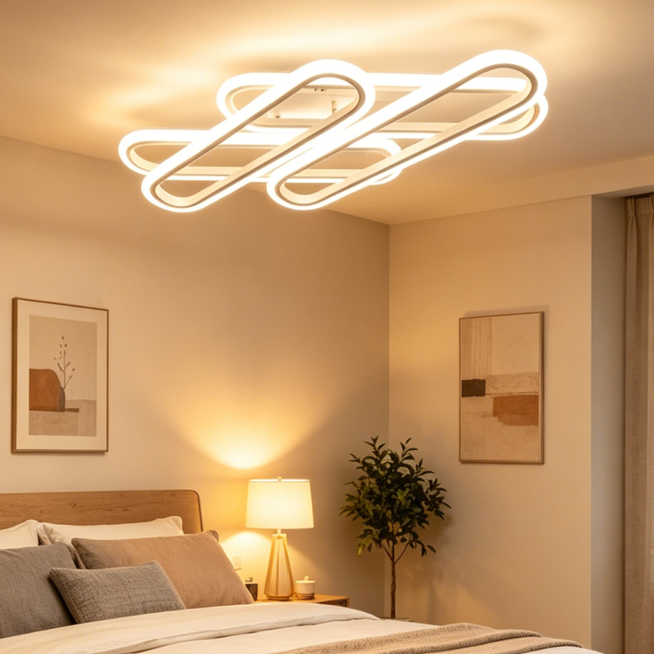Interlocking LED Flush Mount Ceiling Light | 3-Color Dimmable (3000K/4500K/6500K) | Ultra-Thin 2.5cm Profile | Matte White Finish for Living Room, Bedroom, Kitchen & Hallway