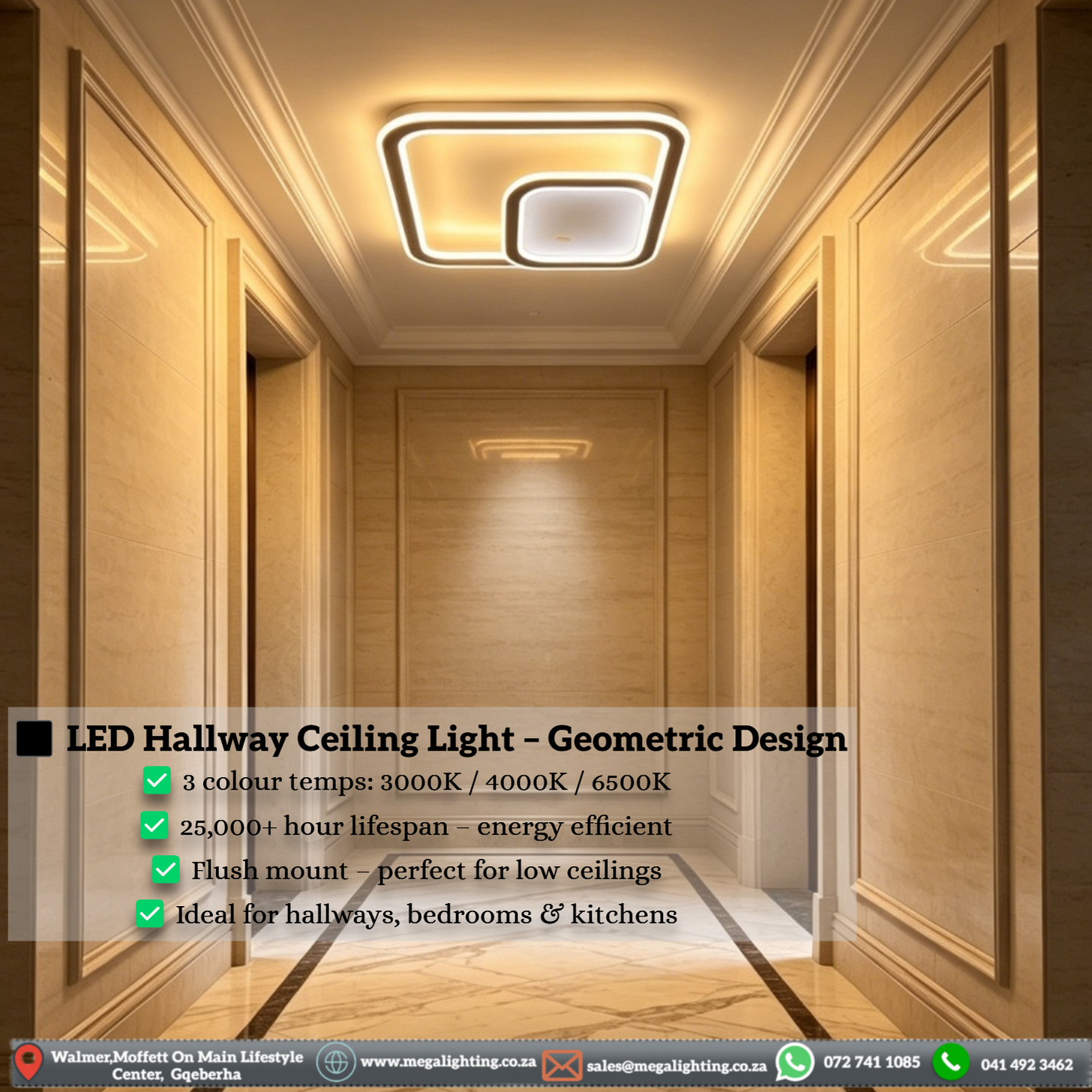 ⬛ LED Hallway Ceiling Light – Modern Geometric Design | Tri-Colour ...