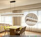 Modern linear crystal pendant light L120cm, unique wavy crystal texture, 3-colour switchable 3000K 4000K 6500K, 100cm adjustable hanging height luxury LED lamp for dining table open-plan living kitchen island, MEGA LIGHTING South Africa