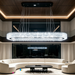 Long Oval Crystal LED Pendant Light, wavy crystal 3-colour change pendant lamp for long dining table, luxury living room and lobby, Mega Lighting South Africa