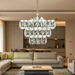 3-Tier silver crystal chandelier with 4 E14 lamp sockets, 14/20/28cm layered tiers, 65cm adjustable hanging height luxury pendant lamp for dining room living room, MEGA LIGHTING South Africa
