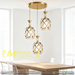 Luxury Crystal 3-Light Cluster Pendant Light, golden finish, 3 E27 sockets adjustable hanging lamp for dining room villa hotel, MEGA LIGHTING South Africa