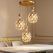 Luxury Crystal 3-Light Cluster Pendant Light, golden finish, 3 E27 sockets adjustable hanging lamp for dining room villa hotel, MEGA LIGHTING South Africa