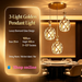 Luxury Crystal 3-Light Cluster Pendant Light, golden finish, 3 E27 sockets adjustable hanging lamp for dining room villa hotel, MEGA LIGHTING South Africa