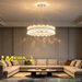 MG‑2626‑500 luxury 50cm ring LED pendant light wavy scalloped crystal detailing adjustable height MEGA LIGHTING South