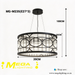 Luxury round crystal pendant‑light matte‑black metal clear vertical‑crystal‑strips adjustable suspension 3xE27 MEGA LIGHTING South Africa