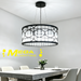 Luxury round crystal pendant‑light matte‑black metal clear vertical‑crystal‑strips adjustable suspension 3xE27 MEGA LIGHTING South Africa