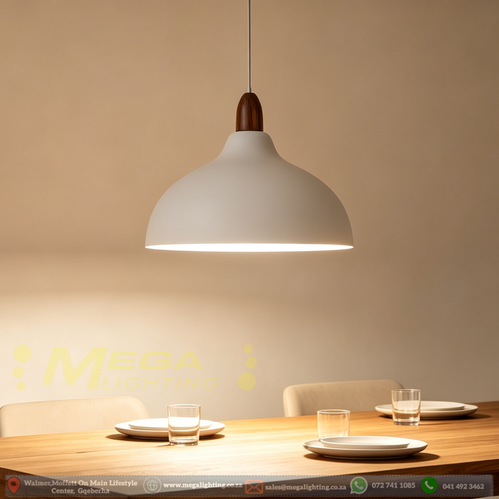 Modern Nordic Dome Pendant Light – 35cm Wide Shade | Matte Grey / Matte Black | Adjustable Height for Dining Table, Kitchen Island & Bar Counter | MEGA LIGHTING South Africa
