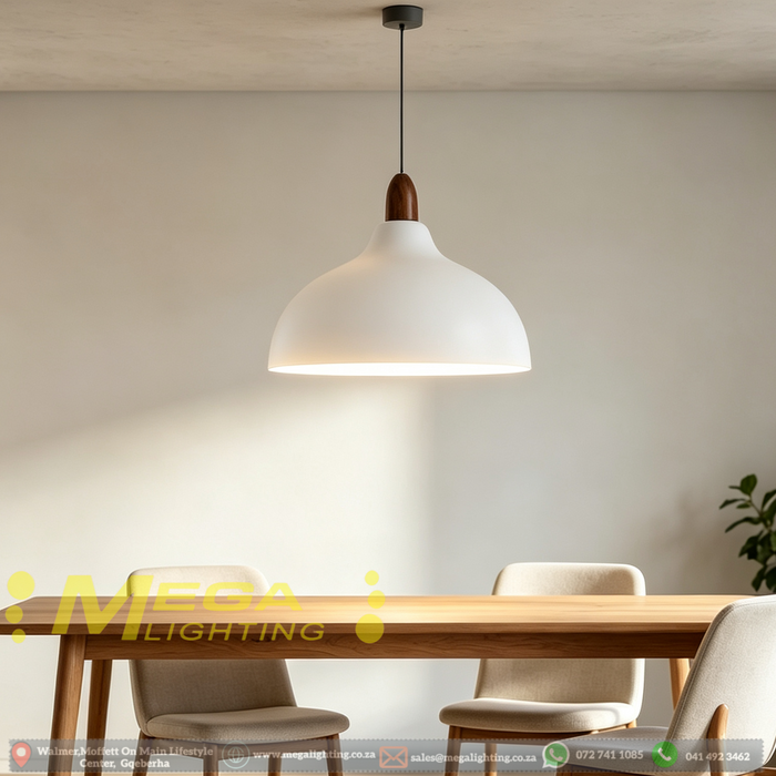 Modern Nordic Dome Pendant Light – 35cm Wide Shade | Matte Grey / Matte Black | Adjustable Height for Dining Table, Kitchen Island & Bar Counter | MEGA LIGHTING South Africa
