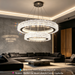 2-Tier Double Ring Crystal LED Chandelier 60/40cm 3-Colour Dimmable 100cm Adjustable Height Luxury Pendant Light MEGA LIGHTING South Africa