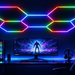 Luxn 5 Hexagon RGB LED Ceiling Lights, 168W colour changing hex panel neon lighting for gaming room, salon and barbershop, Mega Lighting South Africa