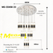 MG-CD458-23 23+4 LED Crystal Chandelier, 2.5m adjustable suspension, 3 colour wall switch control, black gold crystal tube staircase light MEGA LIGHTING South Africa